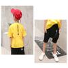 FTSUCQ Boys Number Printed Tracksuits Sport Shirt Top + Middle Pants,Yellow 140 view 3