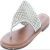 Pierre Dumas Women's Azaria-7 Vegan Leather Perforated Accents Flip-Flops Flats Sandals,Nude,11 view 1