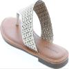 Pierre Dumas Women's Azaria-7 Vegan Leather Perforated Accents Flip-Flops Flats Sandals,Nude,11 view 3