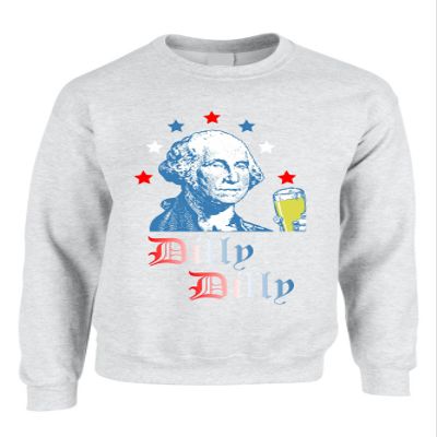 ALLNTRENDS Adult Sweatshirt George Washington Dilly Dilly Cheers 4th of July Top (XL, Ash)