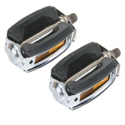 Alta Bicycle Pedals Krate PVC Metal, Multiple Colors & Sizes. (Black/Chrome, 1/2")