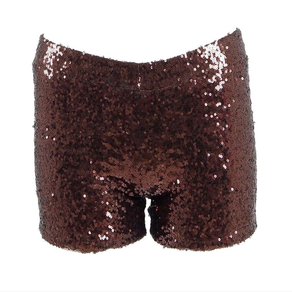 Very Last Shop Women Sexy Hot Glitter Sequin Shorts Summer Club Wear Multi-Color US Women-XS Brown