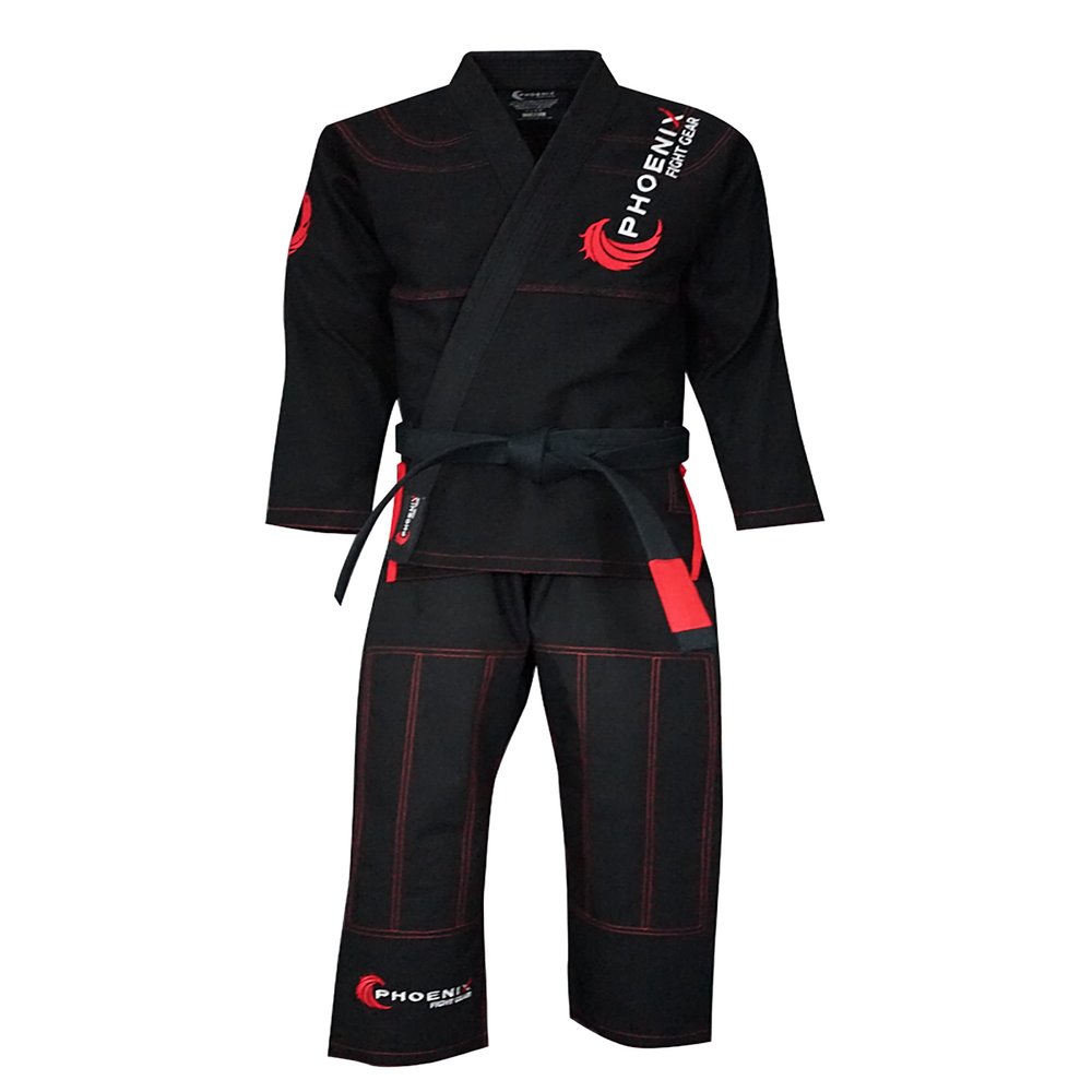 Phoenix Fight Gear Talon BJJ Gi, Brazilian Jiu Jitsu Gi for Men & Women, IBJJF Grappling Gi, Preshrunk Kimono, A0, A1, A2, A3, A4, A5, A6 (Black, A3)