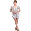 NE PEOPLE Women's Sexy Bodycon Choker Neck Striped Short Sleeve Midi Dress view 1