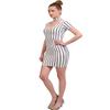 NE PEOPLE Women's Sexy Bodycon Choker Neck Striped Short Sleeve Midi Dress view 2