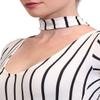NE PEOPLE Women's Sexy Bodycon Choker Neck Striped Short Sleeve Midi Dress view 4