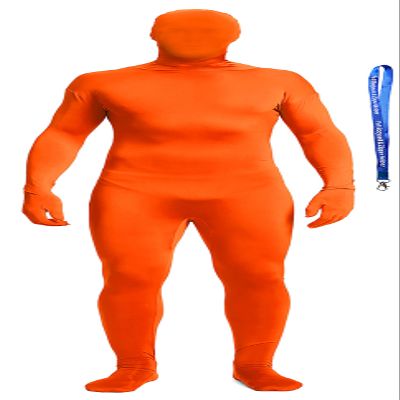 Full Bodysuit With Zipper Helper Spandex Unisex Unitard Tights Suit Zentai Cosplay Costume (Medium, Orange)