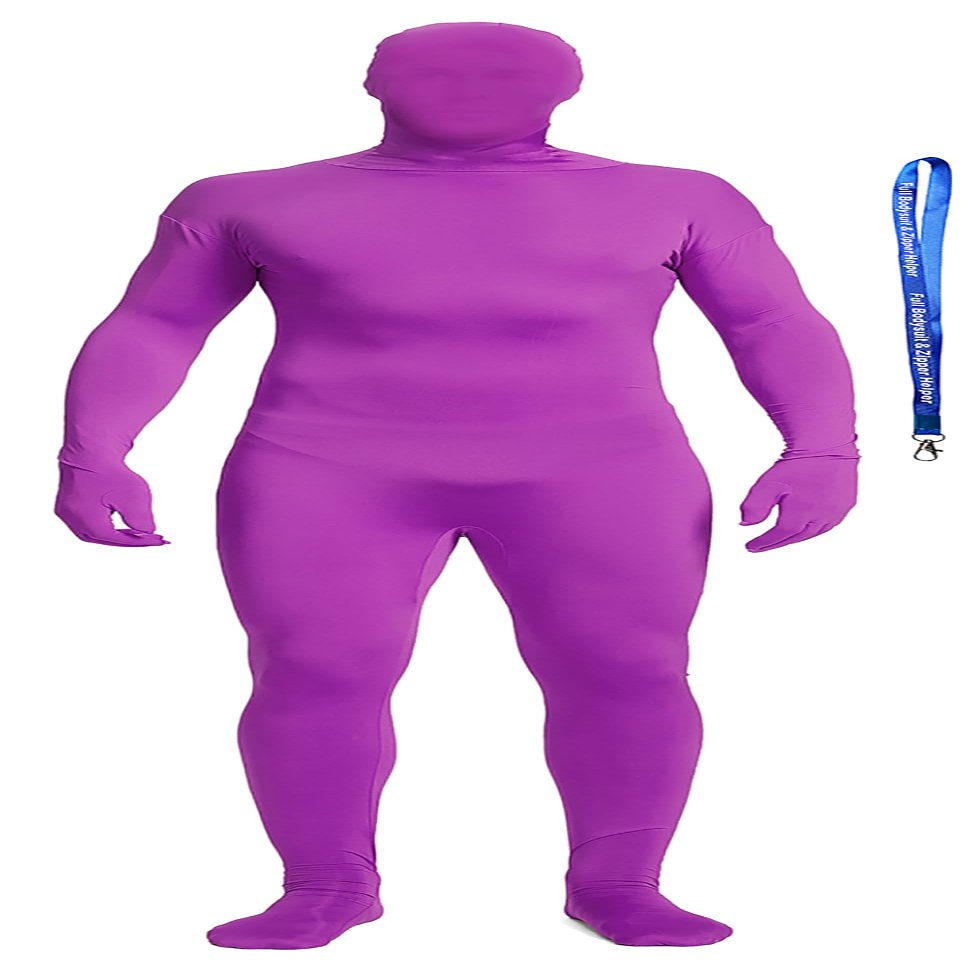 Full Bodysuit With Zipper Helper Spandex Unisex Unitard Tights Suit Zentai Cosplay Costume (X-Large, Purple)