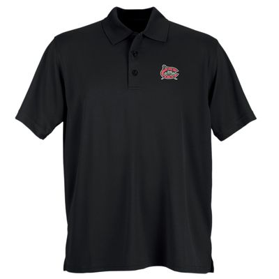 528RC Minor League Baseball Carolina Mudcats Men's Performance Mesh Polo Shirt, X-Large, Black