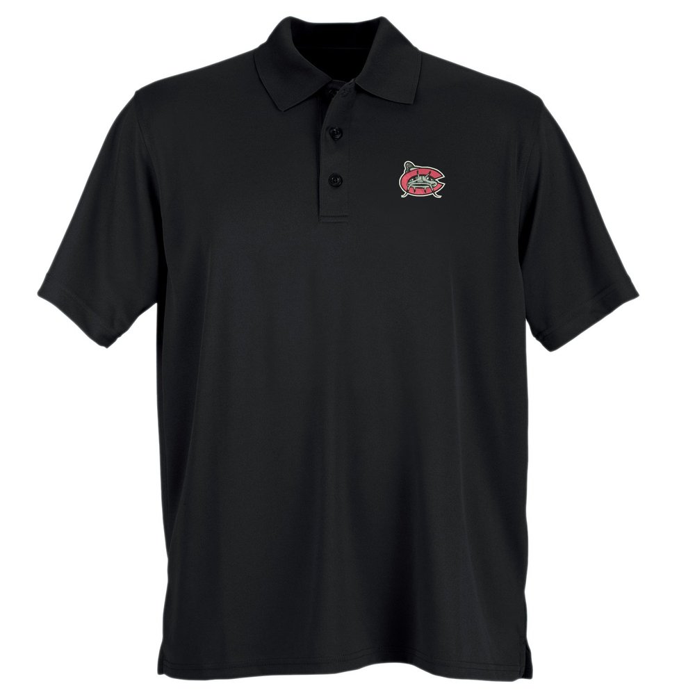 528RC Minor League Baseball Carolina Mudcats Men's Performance Mesh Polo Shirt, X-Large, Black