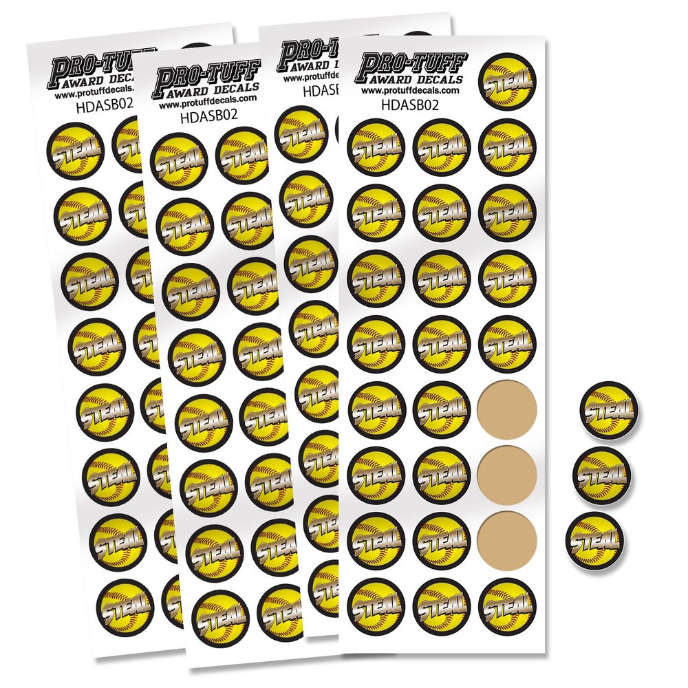 Award Decals for Softball by Pro-Tuff Decals, Softball Award Decals in Full Color 100 Softball Award Stickers (Softball Steal)