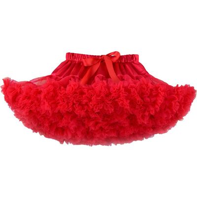 MizHome Girls Fluffy Tulle Pleated Tutu Skirt Princess Ballet Dance Dress Tiered RED XS