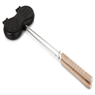 Petromax Cast Iron Campfire Ridged Burger Patty Iron Mold bg-Iron