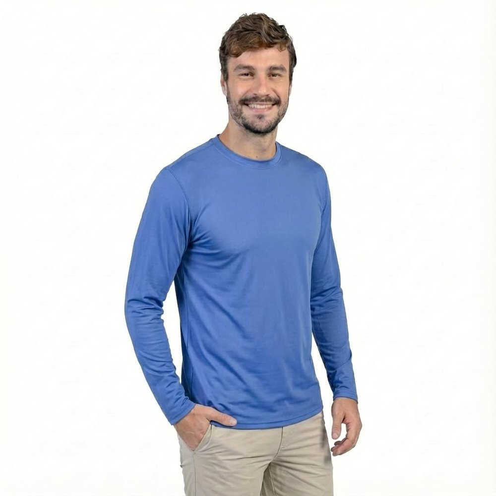 INGEAR Mens UPF 50+ Long Sleeve Sun Shirt  Quick-Dry UV Protection Rash Guard for Fishing, Hiking, Swimming & Outdoor Sports (Blue, X-Large)