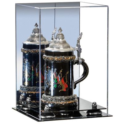 Better Display Cases Acrylic Versatile Display Case Display Case - Medium Square Box with Mirror Case, Silver Risers and Black Base 8" x 8" x 12" (V42/A060)