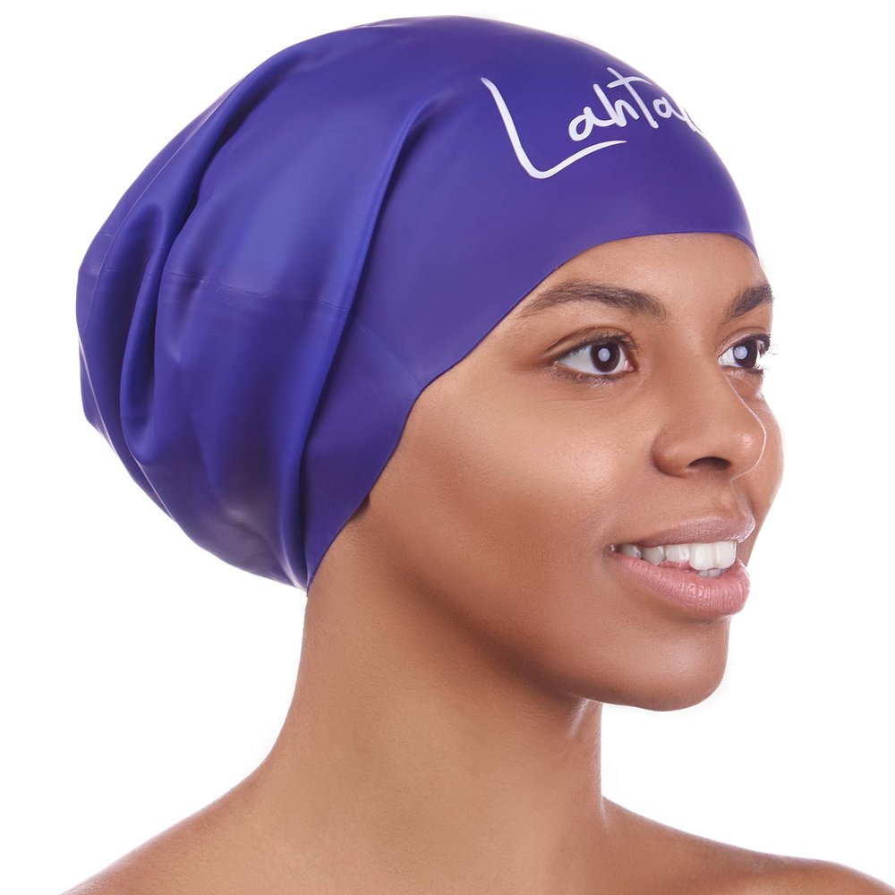 Long Hair Swim Cap - Swimming Caps for Women Men - Extra Large Swimming Caps Waterproof Silicone Swim Cap - Dreadlocks - Suits Recreational Swimmers (Bluebonnet Blue XL)