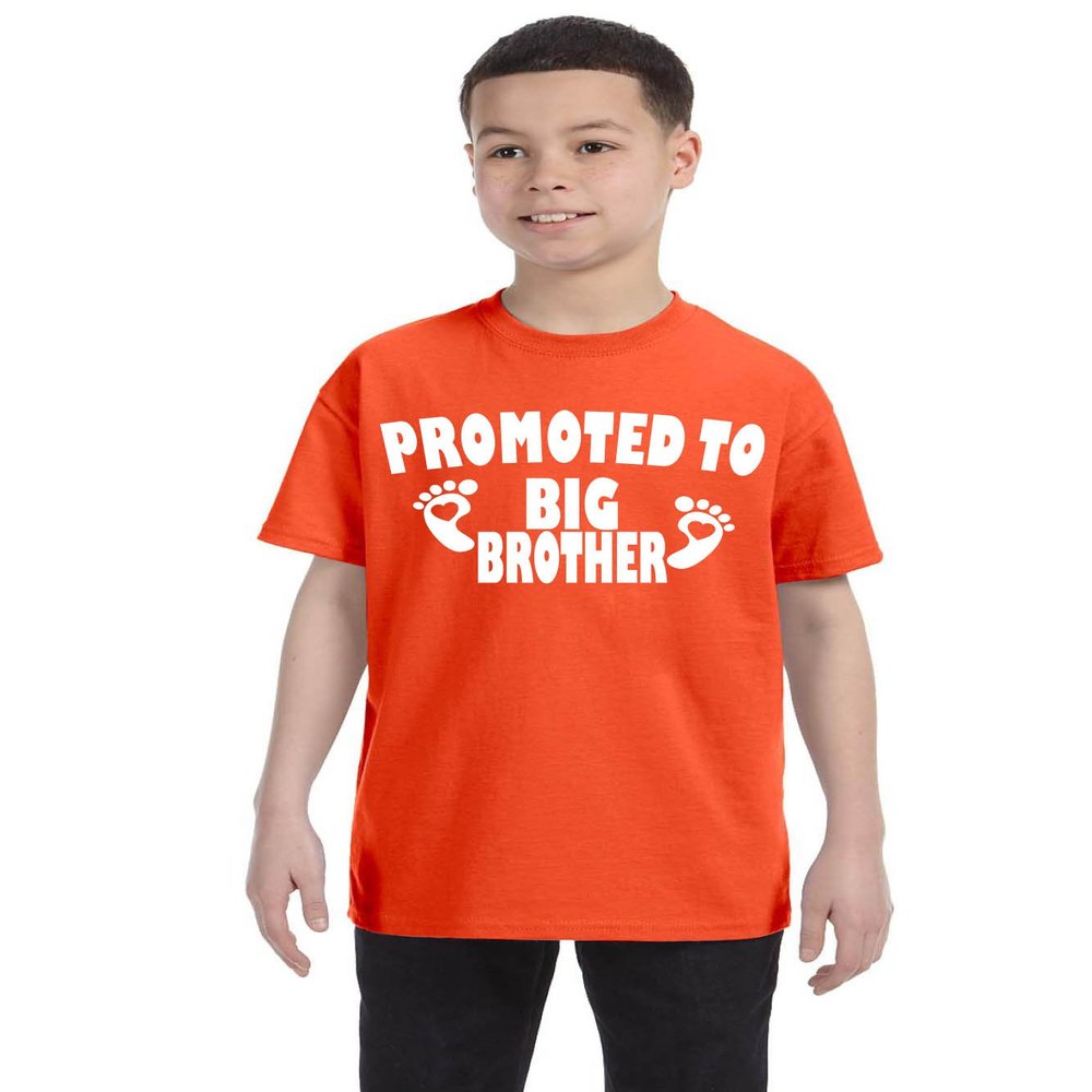 ALLNTRENDS Kids Youth T Shirt Promoted to Big Brother to Be New Born (S, Orange)