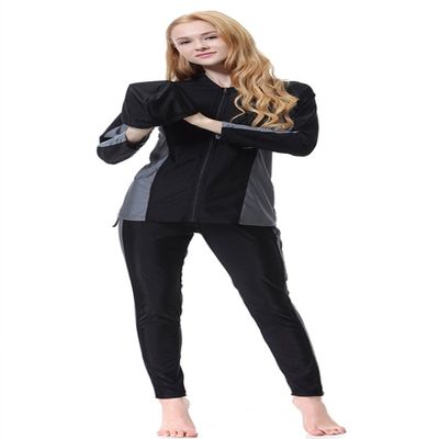TianMai Hot New Surfing Suit Long Sleeve Muslim Swimwear Islamic Modest Swimsuit Beachwear Burkini Lady Rash Guard Costume (Black, Int'l S,US Size 2-4)