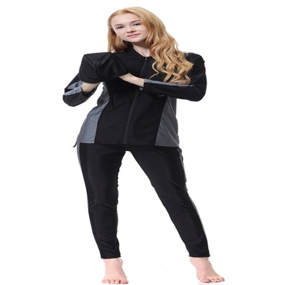 TianMai Hot New Surfing Suit Long Sleeve Muslim Swimwear Islamic Modest Swimsuit Beachwear Burkini Lady Rash Guard Costume (Black, Int'l S,US Size 2-4)