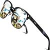 ATTCL Polarized Sunglasses for Men Driving: Lightweight Al-Mg Metal Frame Square Semi Rimless UV Protection for Travel Hiking 8188 Silver view 1