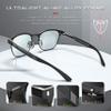 ATTCL Polarized Sunglasses for Men Driving: Lightweight Al-Mg Metal Frame Square Semi Rimless UV Protection for Travel Hiking 8188 Silver view 4