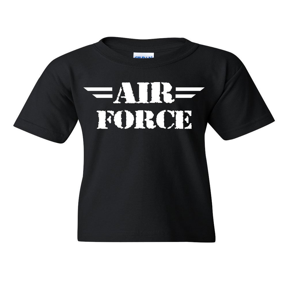 Air Force Youth T-Shirt Military Veteran POW MIA Air Force Mom Kids Tee Black Small