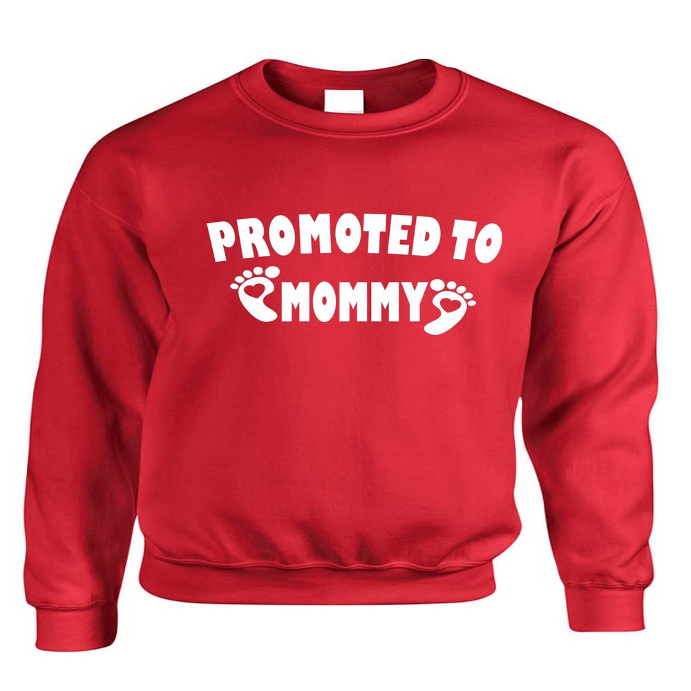 ALLNTRENDS Adult Sweatshirt Promoted to Mommy to Be Baby Gift New Born Top (3XL, Red)
