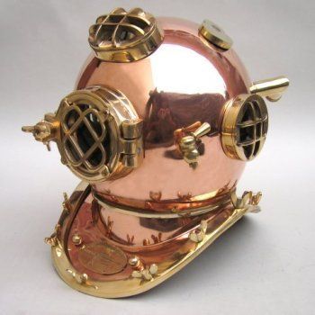 saif.nautical.store VINTAGE NAUTICAL COLLECTIBLE SCUBA DIVER'S DIVING HELMET COPPER AND BRASS