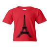 Eiffel Tower Youth T-Shirt Paris France Sightseeing Travel Europe Kids Tee Red Small view 1