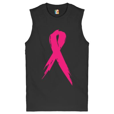 Pink Ribbon Breast Cancer Awareness Muscle Shirt Hope Fight Survivor Sleeveless Black Large