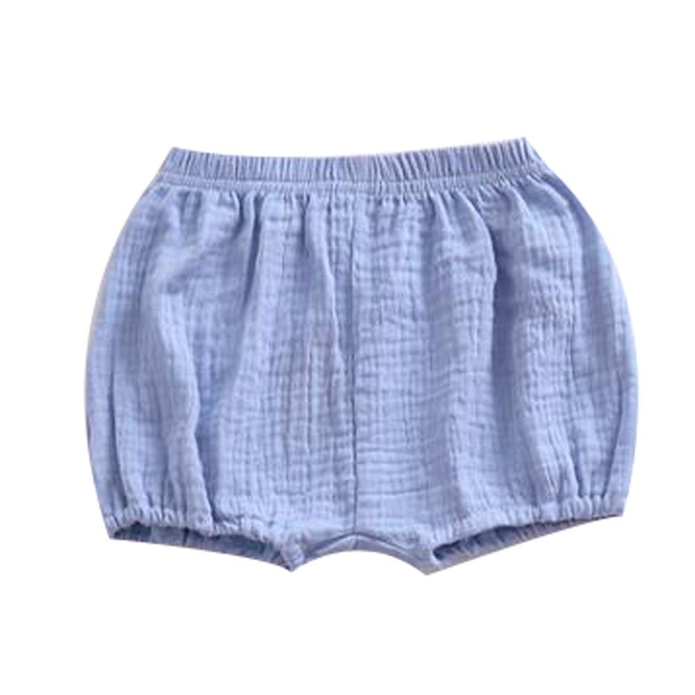 LOOLY Baby Bloomers Unisex Baby Girls Boys Cotton Linen Blend Shorts (100, Blue)