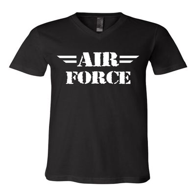 Air Force V-Neck T-Shirt Military Veteran POW MIA Air Force Mom Tee Black Small