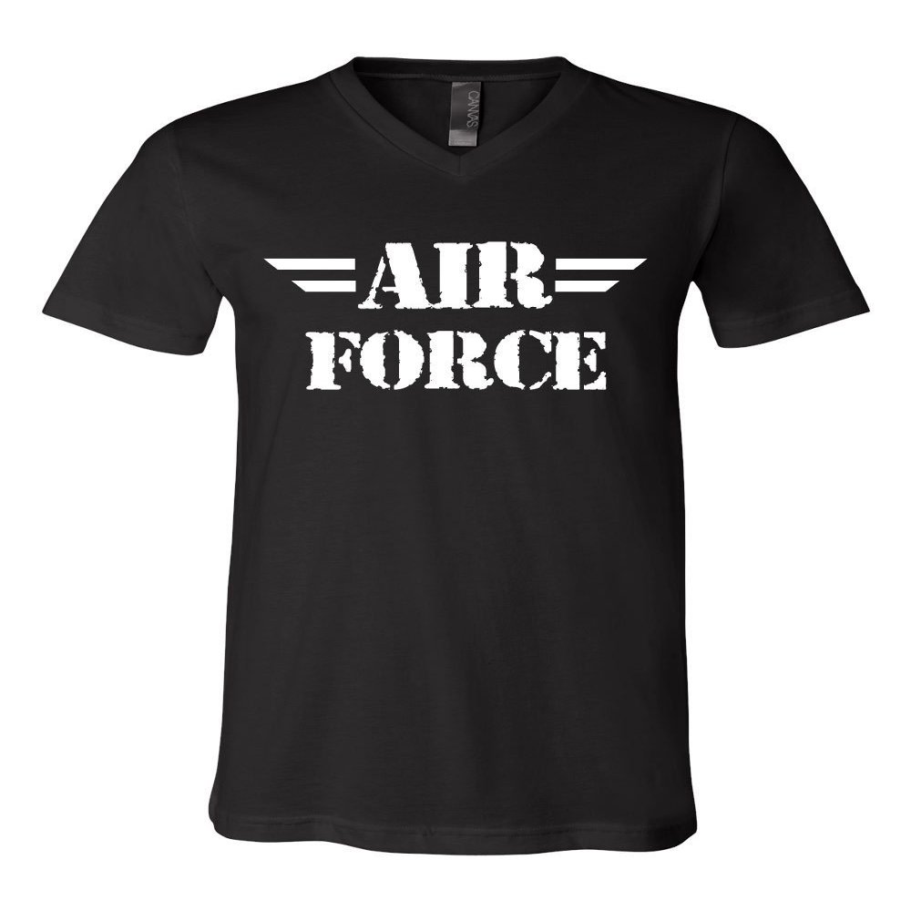 Air Force V-Neck T-Shirt Military Veteran POW MIA Air Force Mom Tee Black Small
