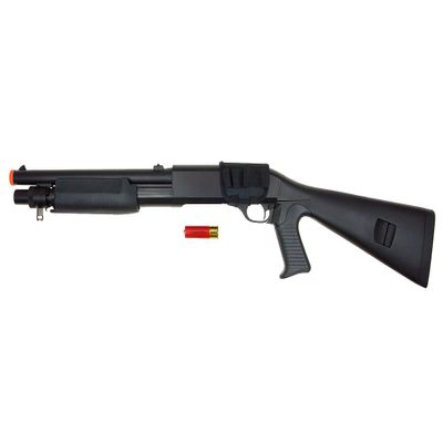 Double Eagle DE M56A CQB Tri-Burst Airsoft Spring Powered Shot Gun w/Full Stock & Pistol Grip Airsoft Toy