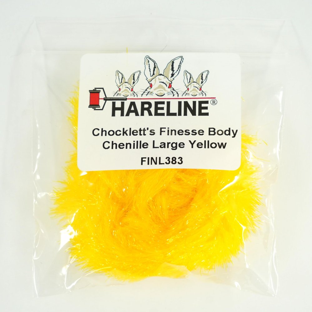 Hareline Fly Tying Chocklett's Finesse Body Chenille, Large 1 1/4 Inch - Yellow