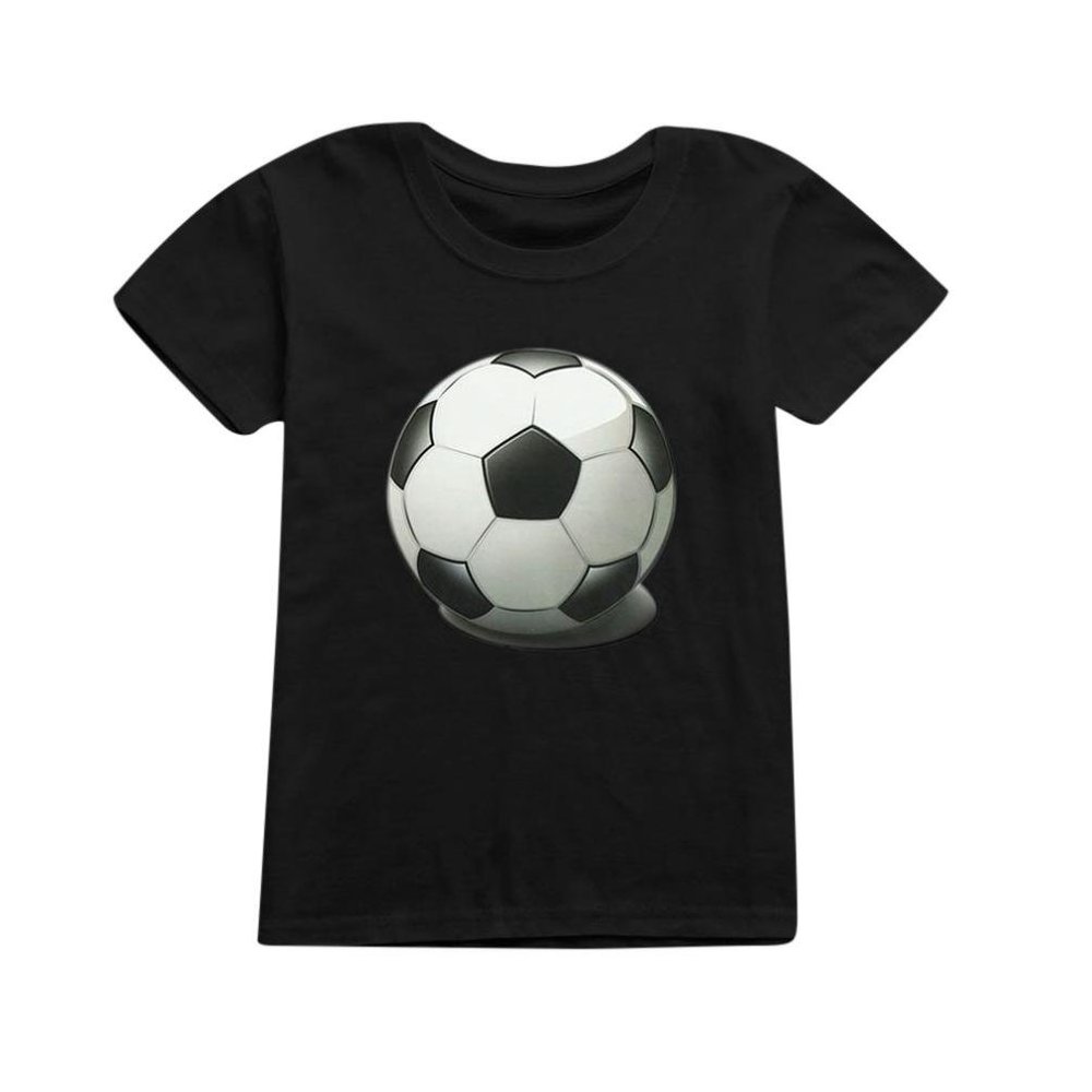 Moonker Kids T-Shirt, Children Baby Girls Boys Football Soccer Print Casual T-Shirt Tops Shirts 2-12Y (Black, 7-8 Years Old)