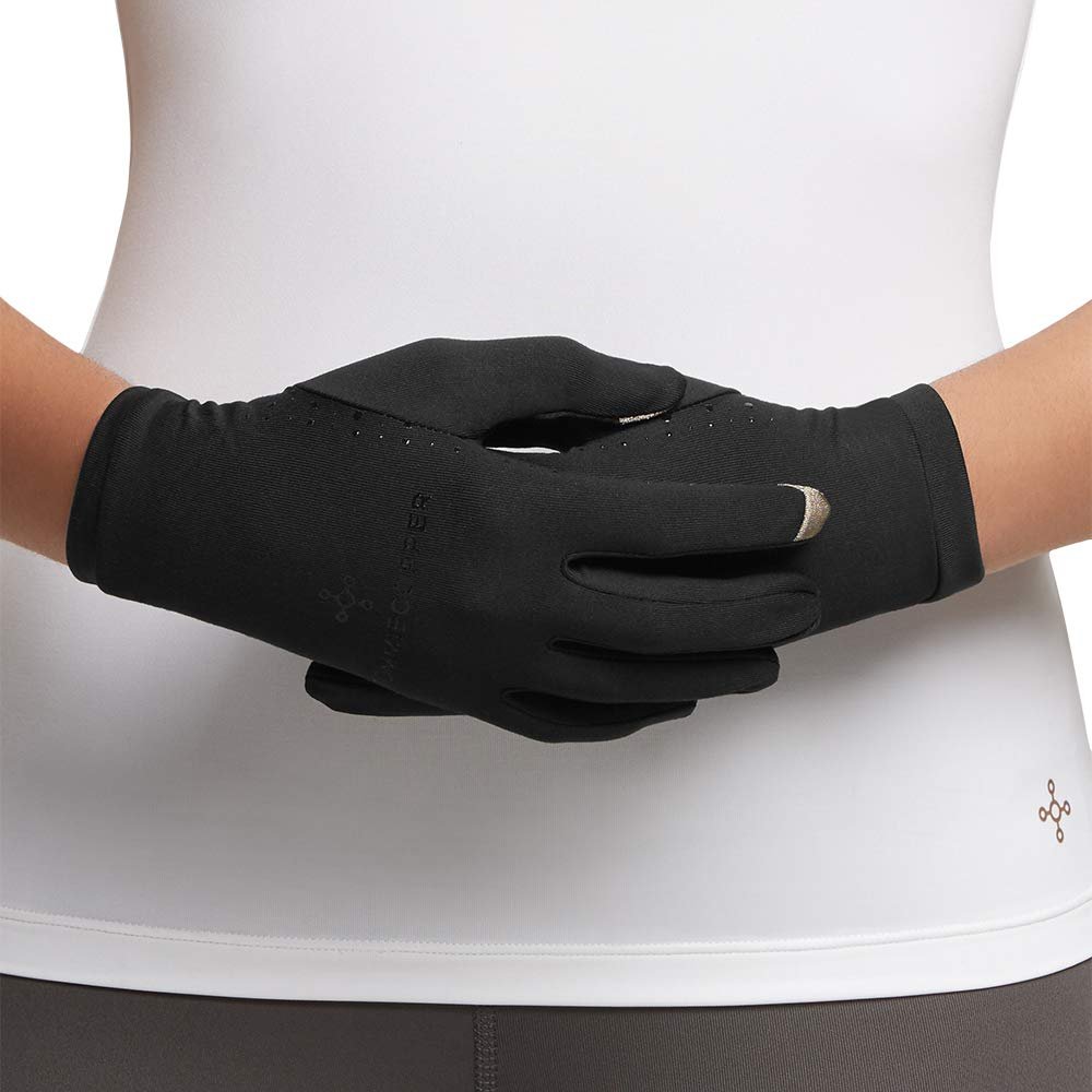 Tommie Copper Women's Core Compression Full Finger Gloves, Black, Small