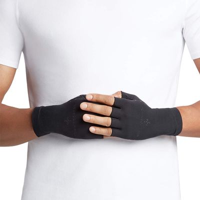 Tommie Copper Men's Core Compression Half Finger Gloves, Black, Small