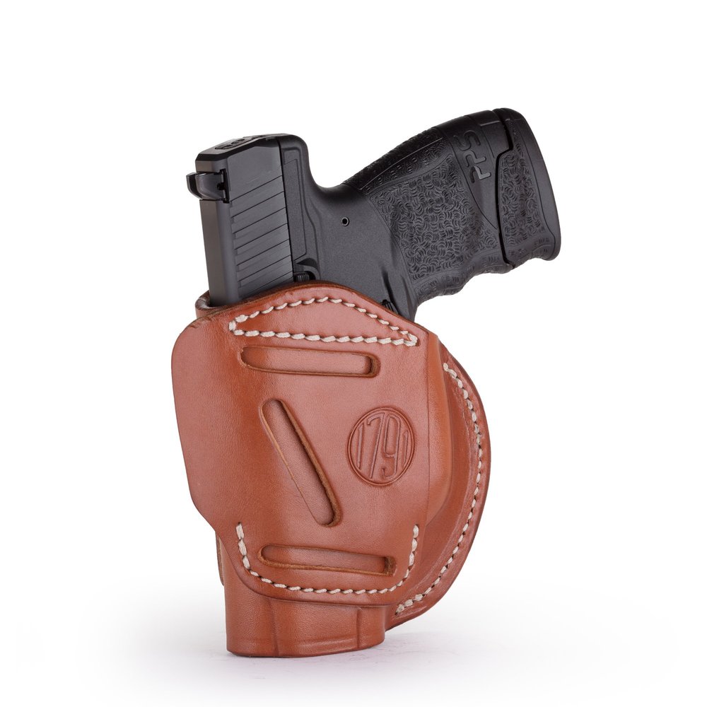 1791 GunLeather 4-Way XDS Holster - OWB and IWB CCW Leather Gun Holster - Right Handed - Fits Springfield XDS, S&W MP9 Shield, Ruger SR9c, LC9, SR40 and Walther PPS (Size 3)