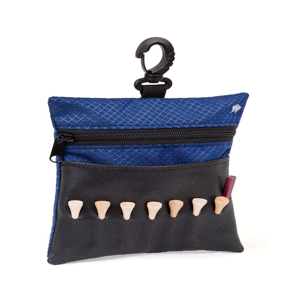 Sportwaves Golf Valuables Bag with Tee Pocket (Royal) - Store Your tees, Golf Balls, scorecard, and Pencil. Great Gift for Golfers!