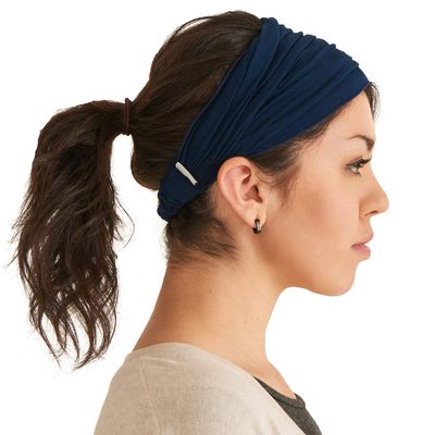 CHARM Navy Headband for Women, Japanese Style Bandana Head Bands for Men and Women, Stretch Hair Band for Sports & Daily Wear by Casualbox L