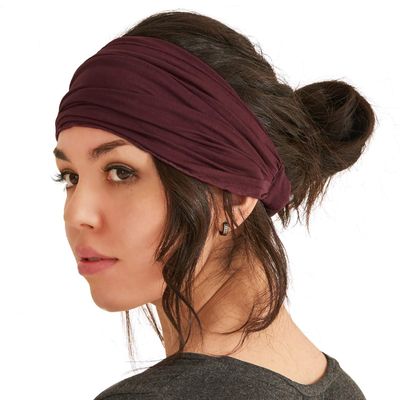 CHARM Maroon Headband for Women, Japanese Style Bandana Head Bands for Men and Women, Stretch Hair Band for Sports & Daily Wear by Casualbox L