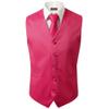 Bravo Men's Formal Slim Fit 3 Pcs Vest + Necktie + Hankie 5 Button Premium Classic Skinny Fashion Casual Dress Suit Tuxedo Graduation Wedding Business Waistcoat Hanky Coat (XXX-Large, Hot Pink) view 1