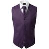 BRAVO Men's Formal Slim Fit 3 Pcs Vest + Necktie + Hankie 5 Button Premium Classic Skinny Fashion Casual Dress Suit Tuxedo Graduation Wedding Business Waistcoat Hanky Coat (XXX-Large, Purple) view 1
