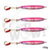 4pcs Fish WOW! 100g Fishing Metal Vertical Trolling jig 3.5oz Knife Jig with Two Assist Hooks - Pink view 1