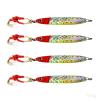 4pcs Fish WOW! 100g Fishing Metal Vertical Trolling jig 3.5oz Knife Jig with Two Assist Hooks - Red Silver view 1