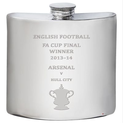 I LUV LTD 6oz Pewter Hip Flask for Arsenal English FA Cup Winner 2013-14