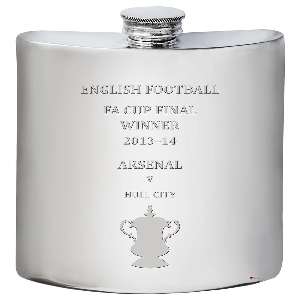 I LUV LTD 6oz Pewter Hip Flask for Arsenal English FA Cup Winner 2013-14