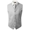 BRAVO Men's Formal Slim Fit 3 Pcs Vest + Necktie + Hankie 5 Button Premium Classic Skinny Fashion Casual Dress Suit Tuxedo Graduation Wedding Business Waistcoat Hanky Coat (X-Large, Gray) view 1