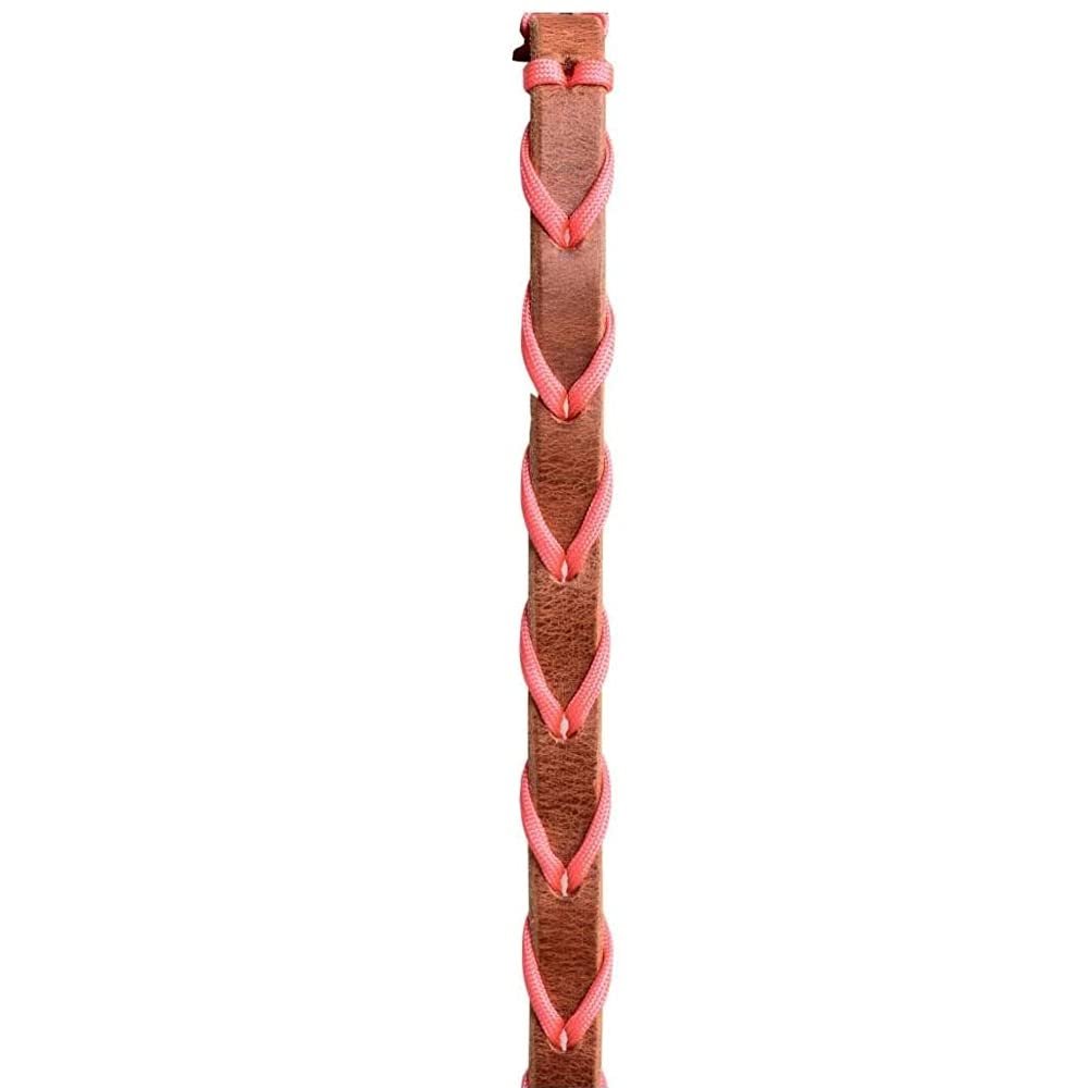 Berlin Custom Leather Reins Paracord Laced 5/8" x 7' 6" Pink H513